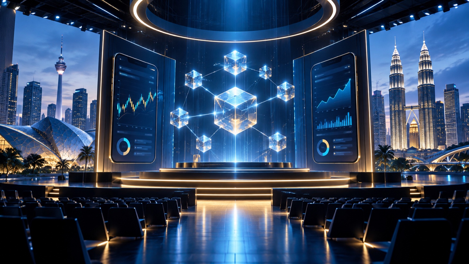 Blockchain network and global markets representing GTFI execution technology and liquidity